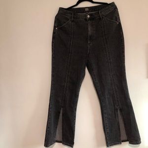 Dark grey wide high waist jeans